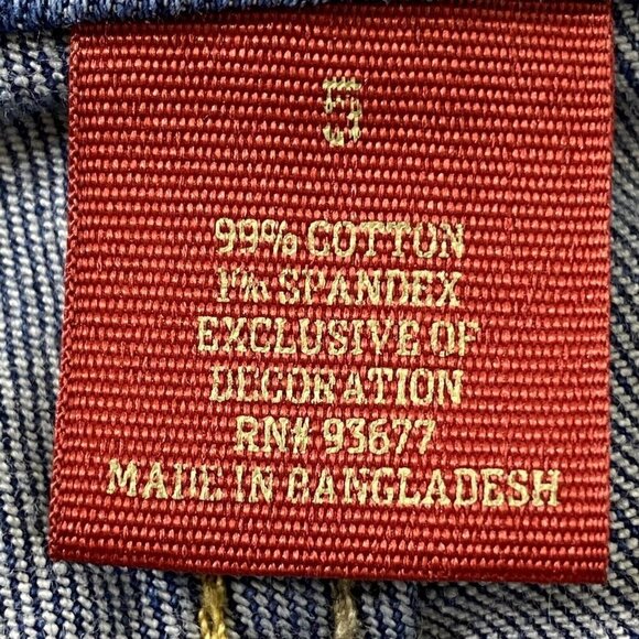 Arizona Jean Co Junior Women's size 5 Distressed Raw Hems Blue Jean Denim Shorts - Picture 7 of 9